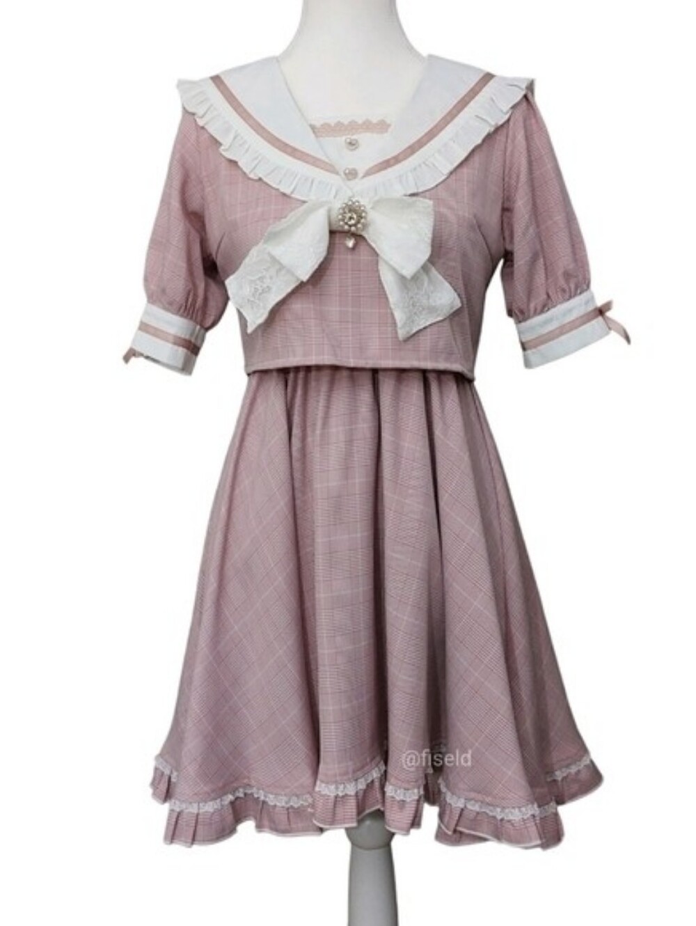 Rojita - Pink Checkered Sailor Dress